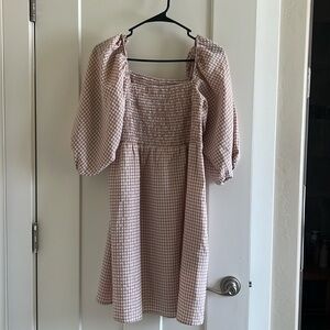 Gingham pink dress